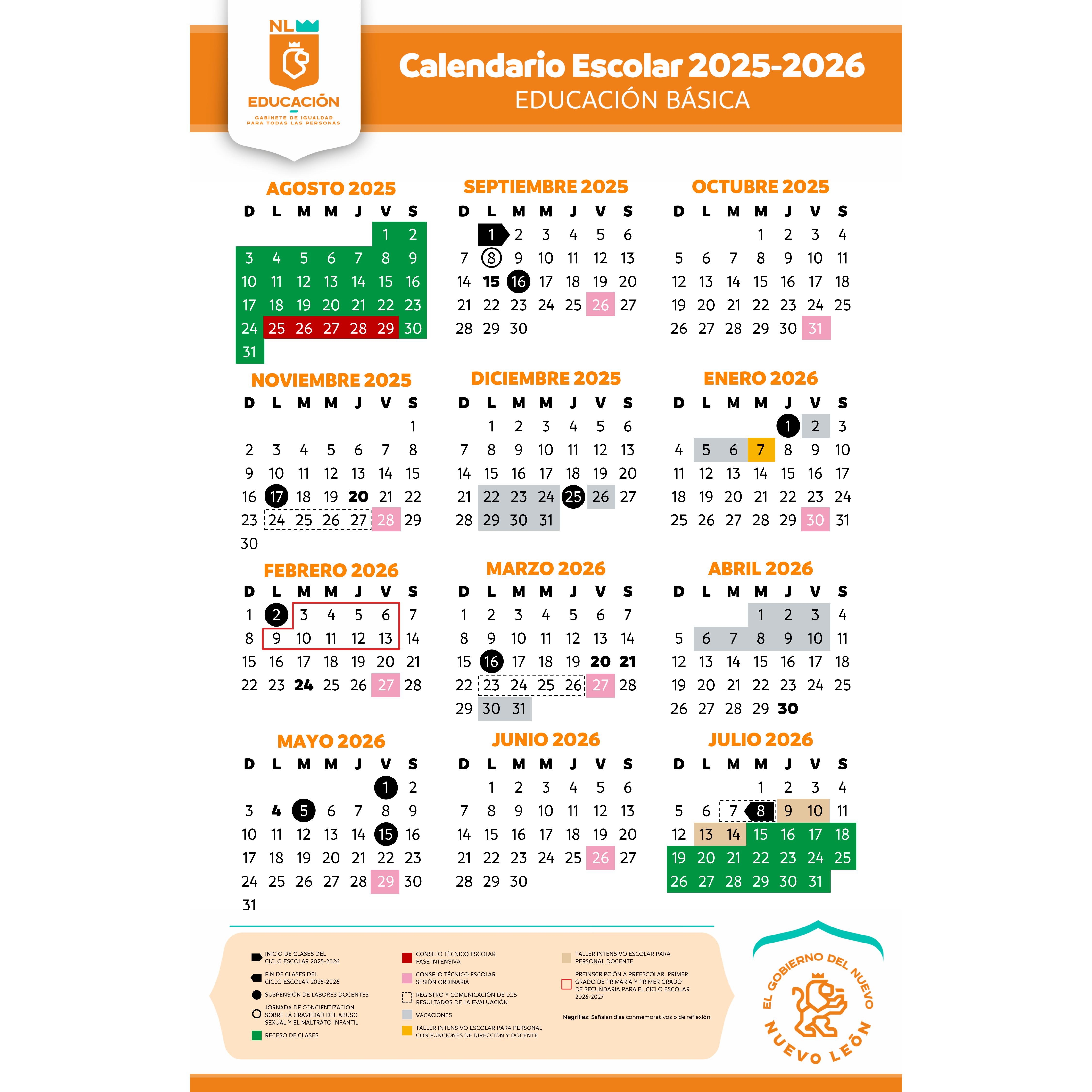 CALENDARIO ESCOLAR 2025-2026
